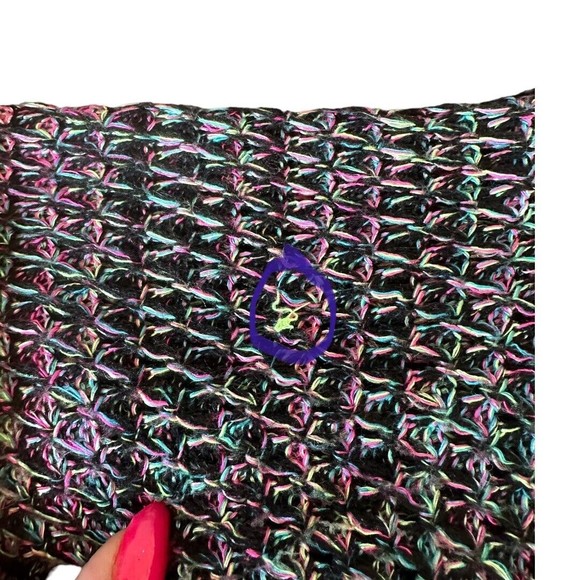 Allen B. By Allen Schwartz Black Rainbow Loose Knit High Low Sweater Sz Large - Picture 10 of 13